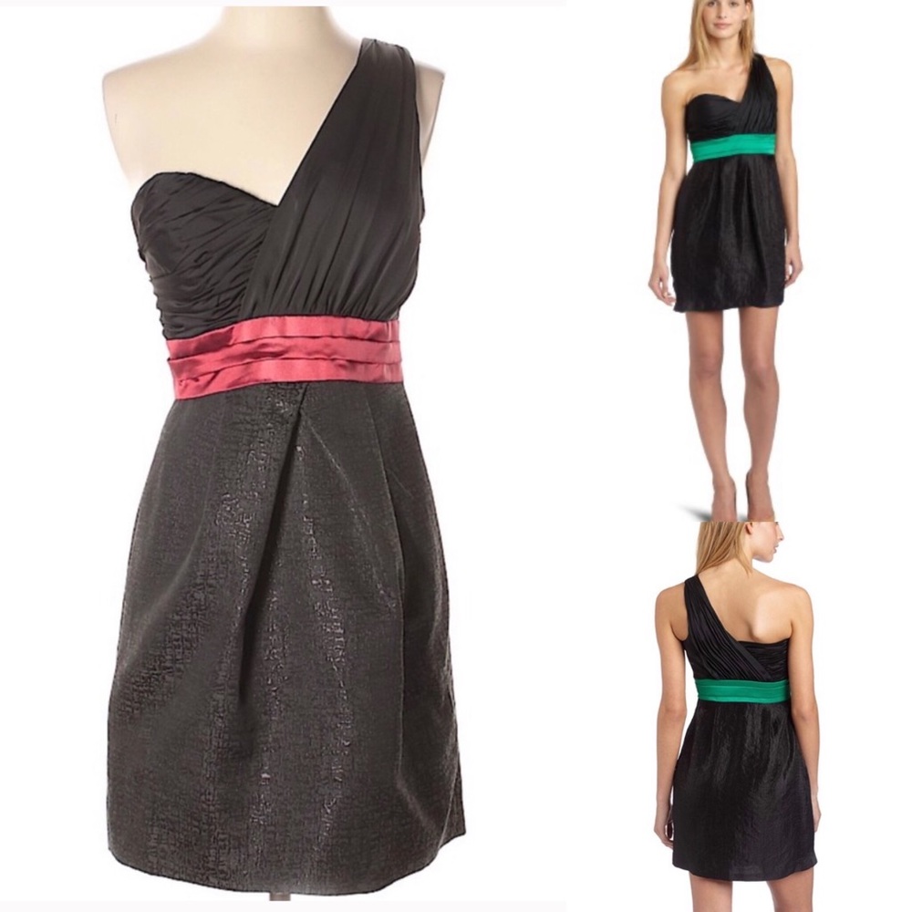Max & Cleo one-shoulder red sash cocktail dress, NWOT